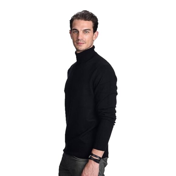 State Cashmere Turtleneck Basic Sweater Men's Size XL Black Long Sleeve NEW - Picture 2 of 7